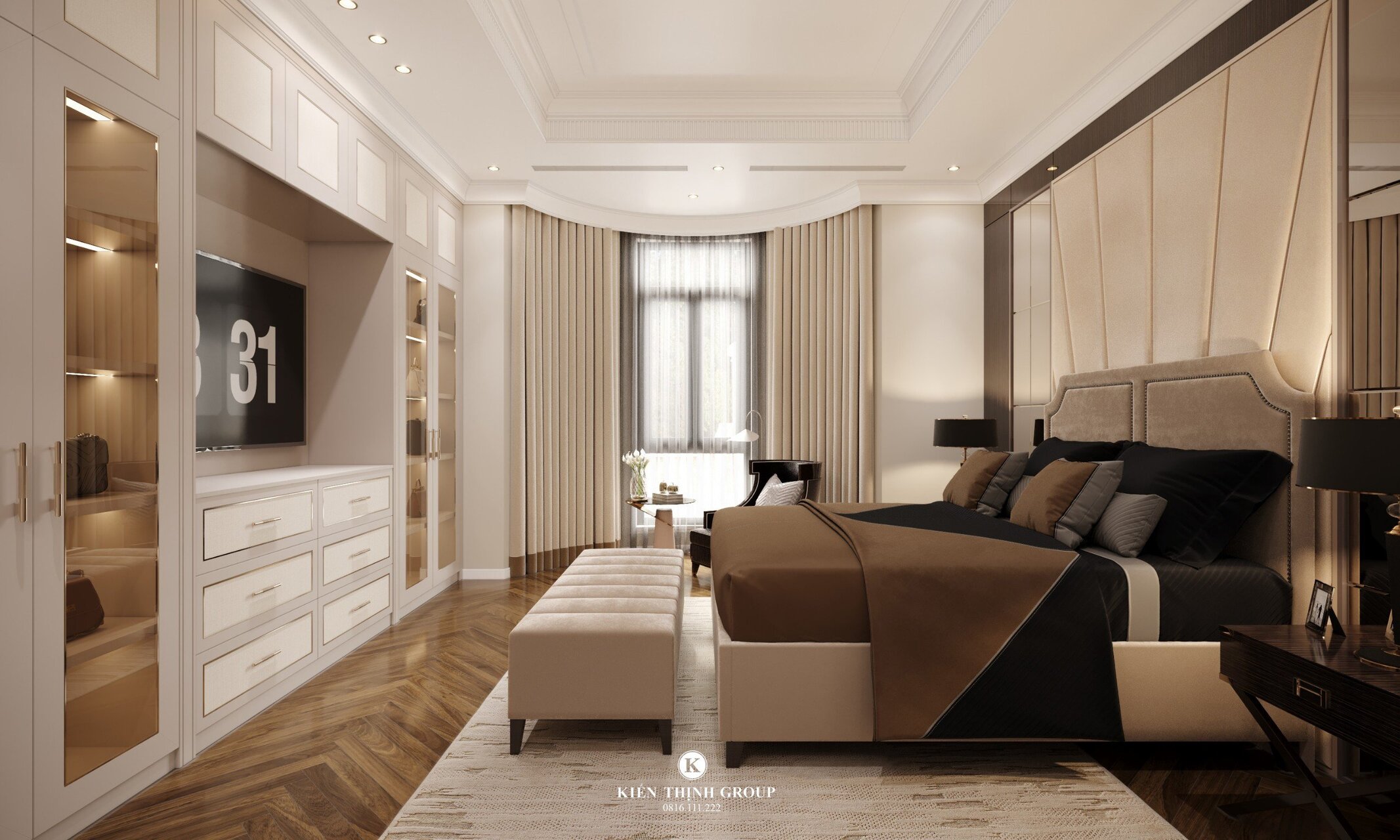 Hình ảnh thiết kế nội thất phòng ngủ vip 1 phong cách tân cổ điển