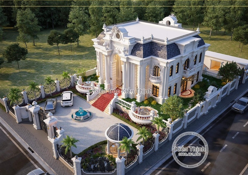 Hình khối vuông vức của mái Mansard tạo nên tổng thể vững chãi