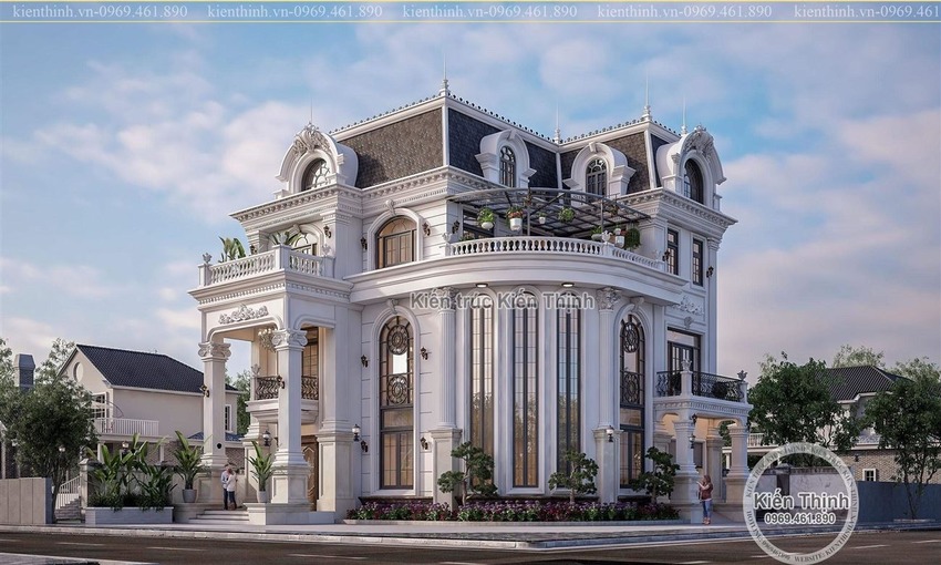 Từng đường nét hoa văn được khắc họa tỉ mỉ tạo nên hệ mái Mansard sang trọng