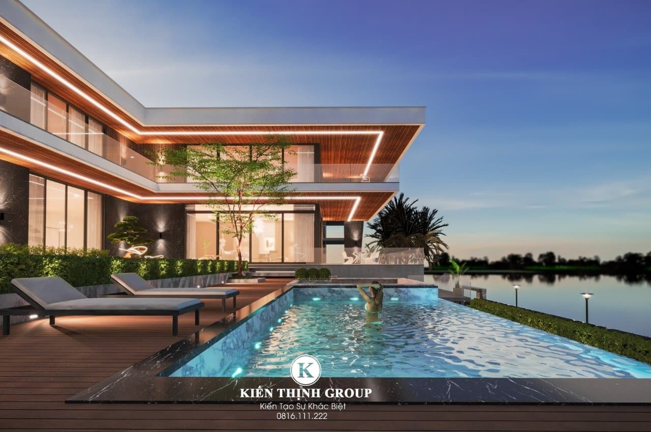Thiết kế sân vườn tinh tế, khéo léo, phối cảnh hợp lý, sang trọng