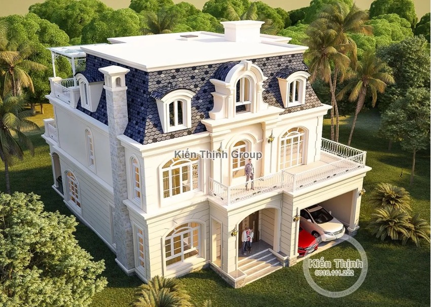 Không gian sống tiện nghi, sang trọng của chị Thơ tại Lâm Đồng với mẫu thiết kế biệt thự 3 tầng mái Mansard theo phong cách tân cổ điển.