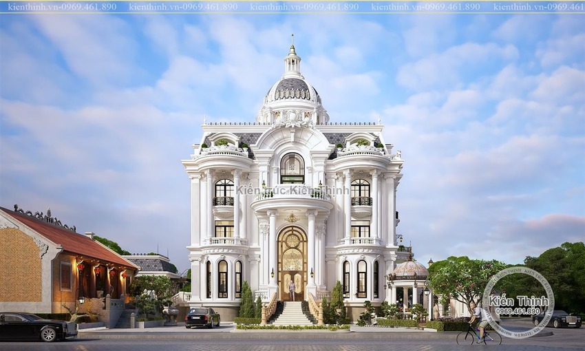 Biệt thự 3 tầng tân cổ điển của chú Dũng nổi bật với phong cách kiến trúc tựa như một cung điện hoàng gia