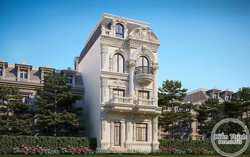 Biệt thự cổ điển 3 tầng là bức tranh hài hòa giữa vẻ đẹp mềm mai, trang nhã của những đường nét hoa văn uyển chuyển và sự cứng rắn, mạnh mẽ từ các khối hình học vuông vắn.