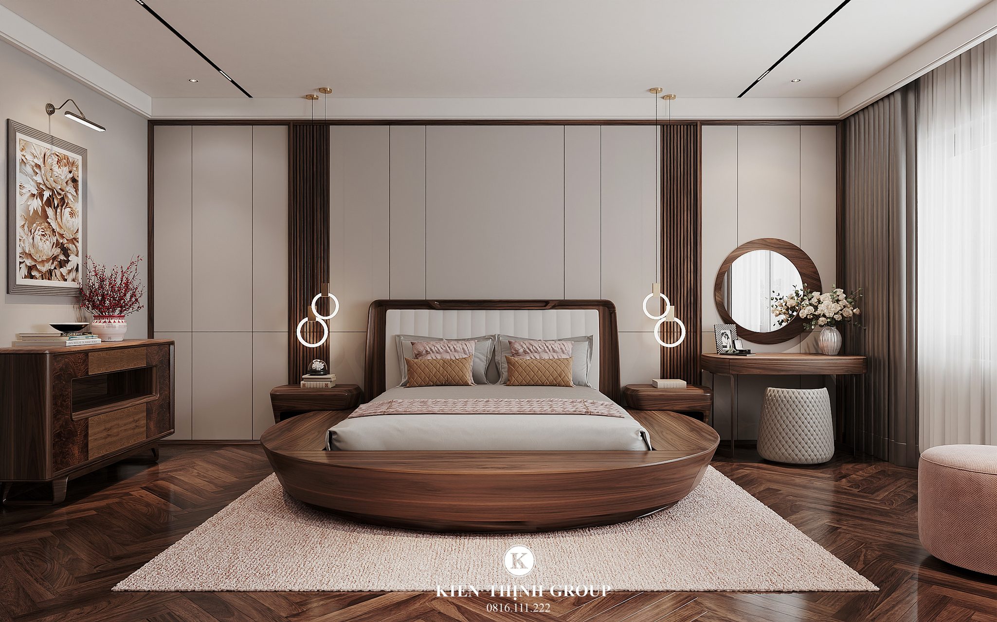 Mẫu nội thất hiện đại gỗ óc chó dành cho không gian phòng ngủ vip 2