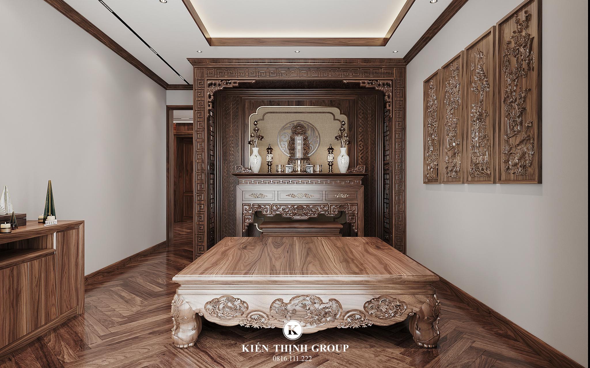 Mẫu nội thất hiện đại cho phòng thờ trang nghiêm của gia đình
