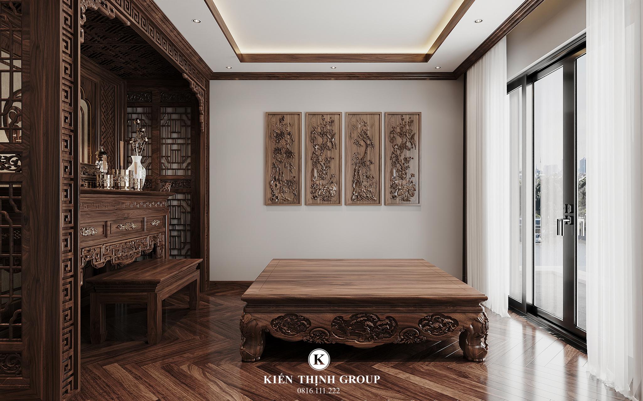 Mẫu nội thất hiện đại cho phòng thờ trang nghiêm của gia đình