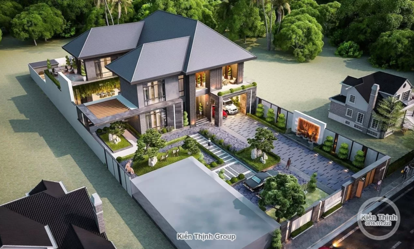 Quy mô biệt thự 2 tầng rộng lớn