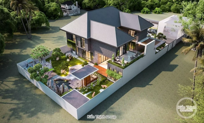 Tổng thể biệt thự hiện lên như một khu nghỉ dưỡng