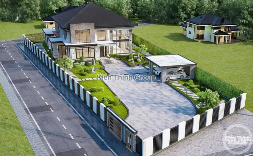 con đường ốp đá trải dài