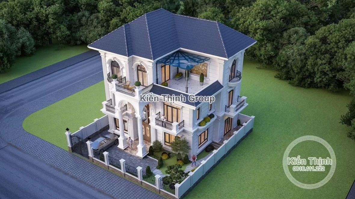 Một cảm giác mát mẻ, thoải mái chính là cảm nhận đầu tiên khi nhìn vào thiết kế biệt thự 3 tầng mái Nhật theo phong cách tân cổ điển tại Hải Phòng