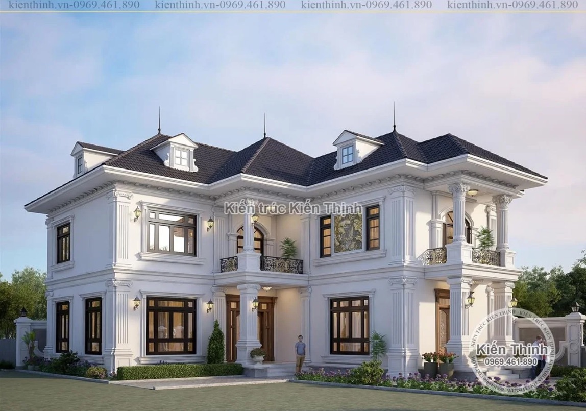 Sự cân xứng, hài hòa trong từng thiết kế mang đến vẻ đẹp bề thế, nguy nga, sang trọng cho ngôi biệt thự mái Thái tân cổ điển