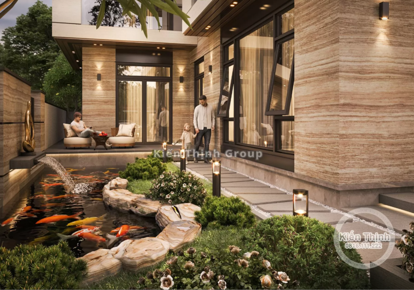 tiểu cảnh cây cối, hồ cá koi