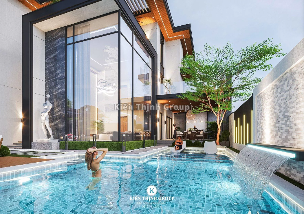 thiết kế hồ bơi sử dụng gạch mosaic