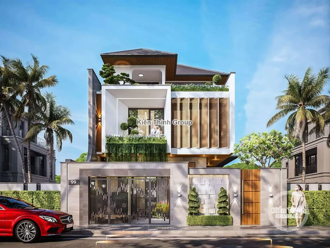 Ở mọi vị trí của ngôi biệt thự đều được phủ xanh bởi cây cối