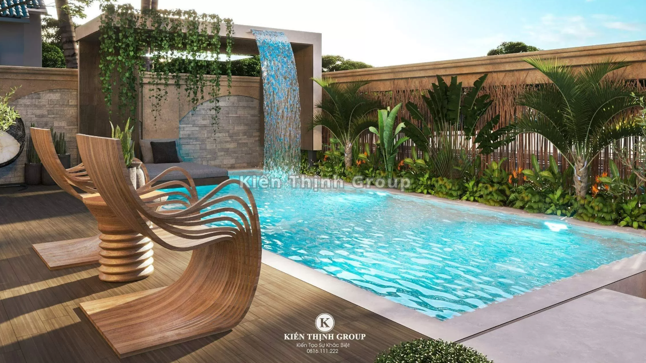 Khuôn viên sân vườn tựa như khu rừng nhiệt đới sinh động ở ngoài tự nhiên, thoáng đãng, tươi mát, tạo cảm giác thư thái, thoải mái