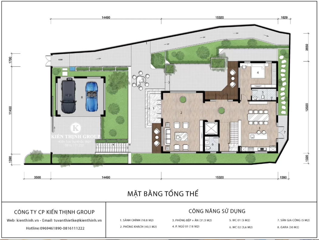 Mặt bằng tổng thể biệt thự 3 tầng hiện đại mái Thái tại Quảng Ninh