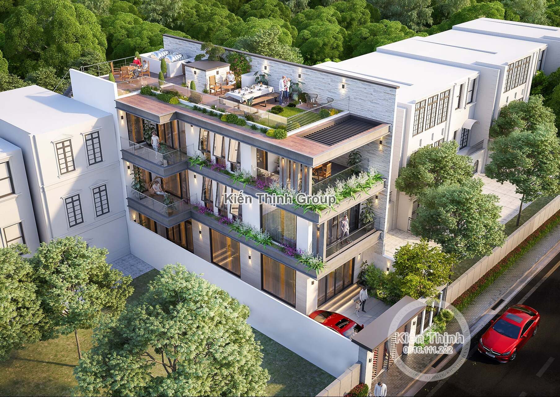 Toàn cảnh căn nhà phố 3 tầng hiện đại khi nhìn tư trên cao