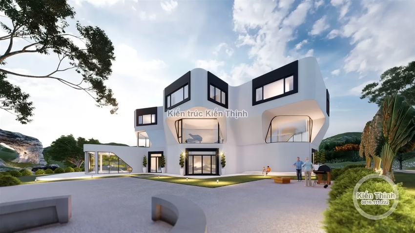 Mẫu villa 3 tầng với thiết kế độc đáo, tối giản nhưng rất sang trọng và đẳng cấp
