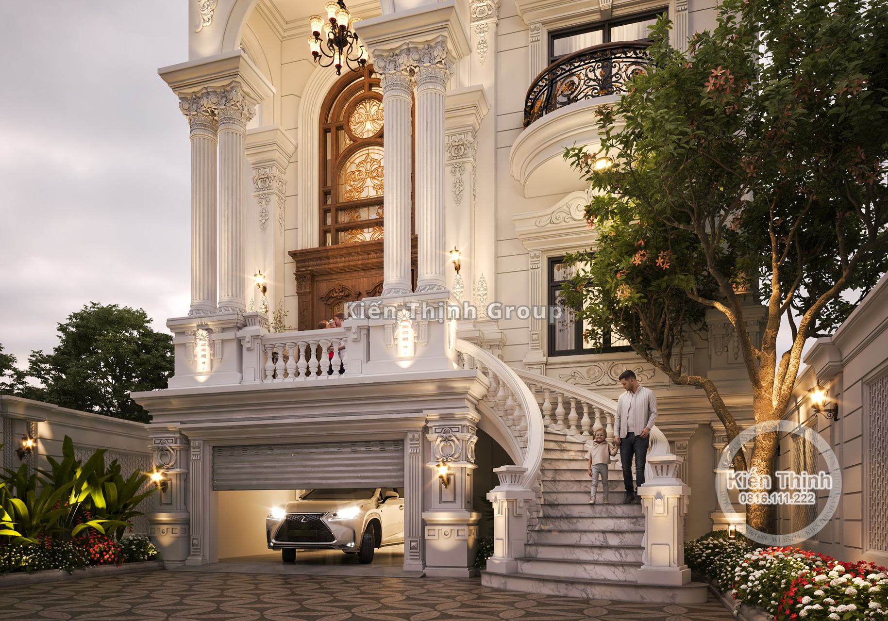 Biệt thự cổ điển đẹp 4 tầng 1 tum có gara