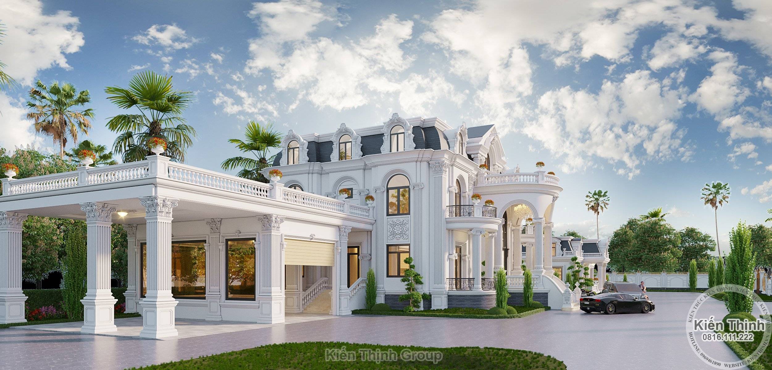 Thiết kế biệt thự có gara tách biệt với công trình nhà ở