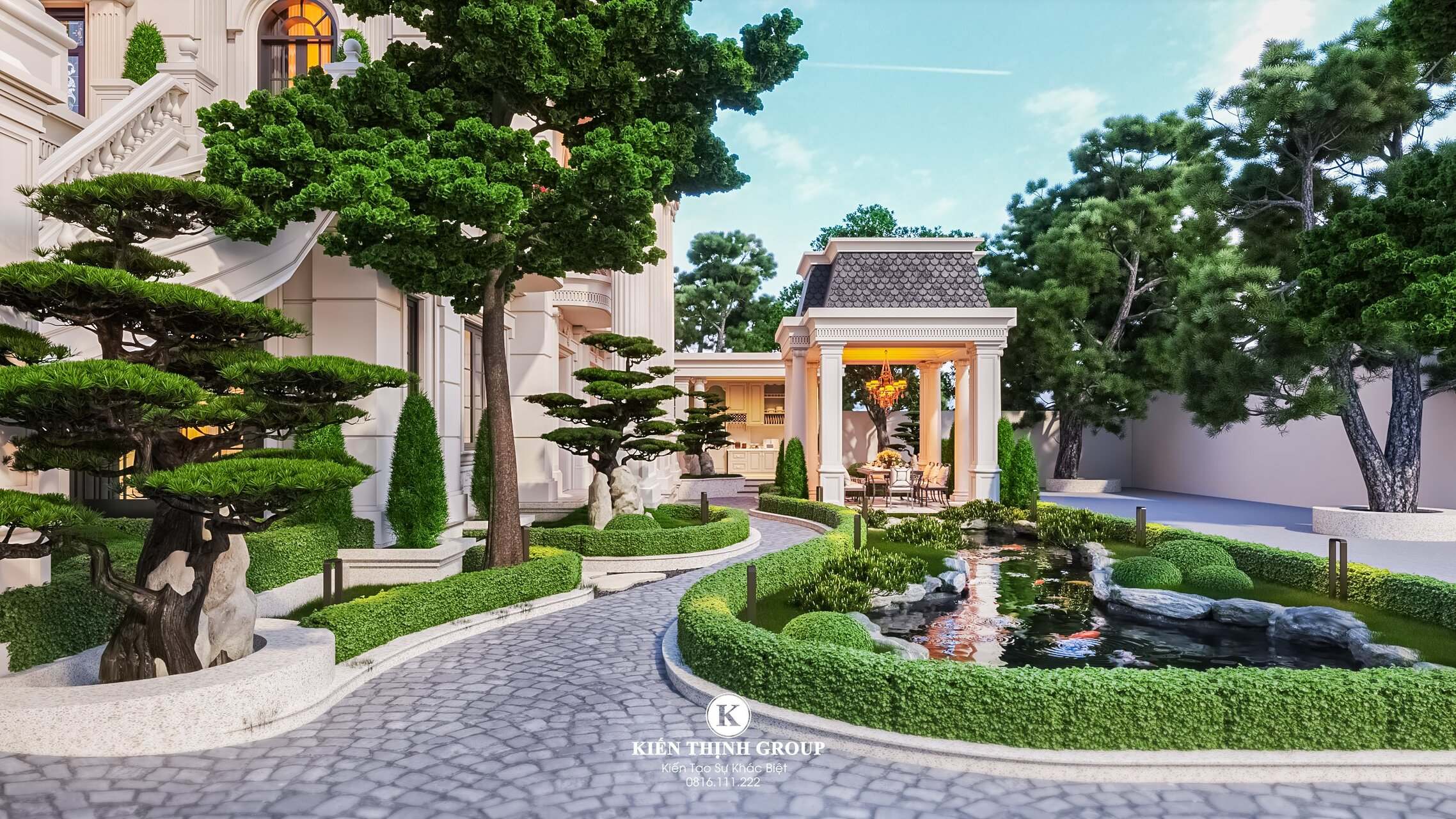 Một góc sân vườn trong khuôn viên biệt thự