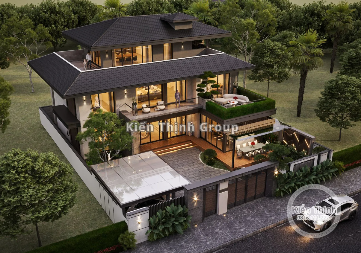 Biệt thự hiện đại 2 tầng mái Nhật tạo dấu ấn nổi bật, thể hiện gu thẩm mỹ riêng của gia chủ với các thiết kế độc đáo, lạ mắt.