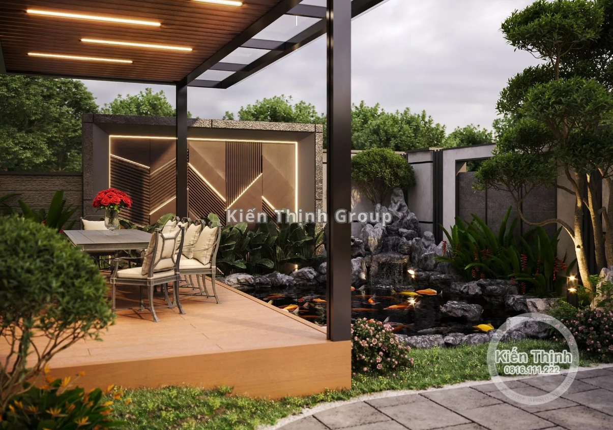 Không gian sân vườn lý tưởng cho những buổi tiệc vui vẻ của các thành viên sau ngày làm việc căng thẳng.