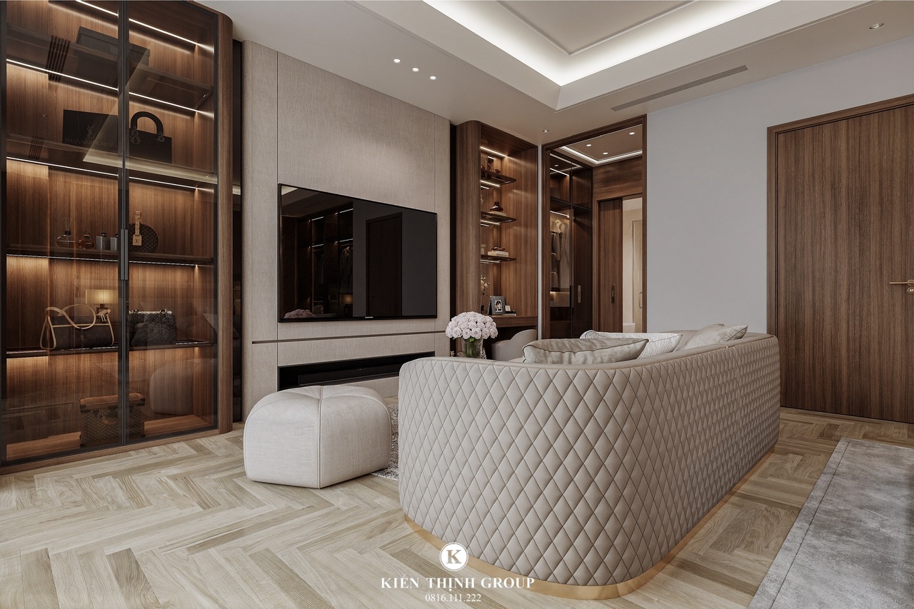 Phối cảnh 3D mẫu nội thất đẹp hiện đại nhà phố 5 tầng tại Hà Nội