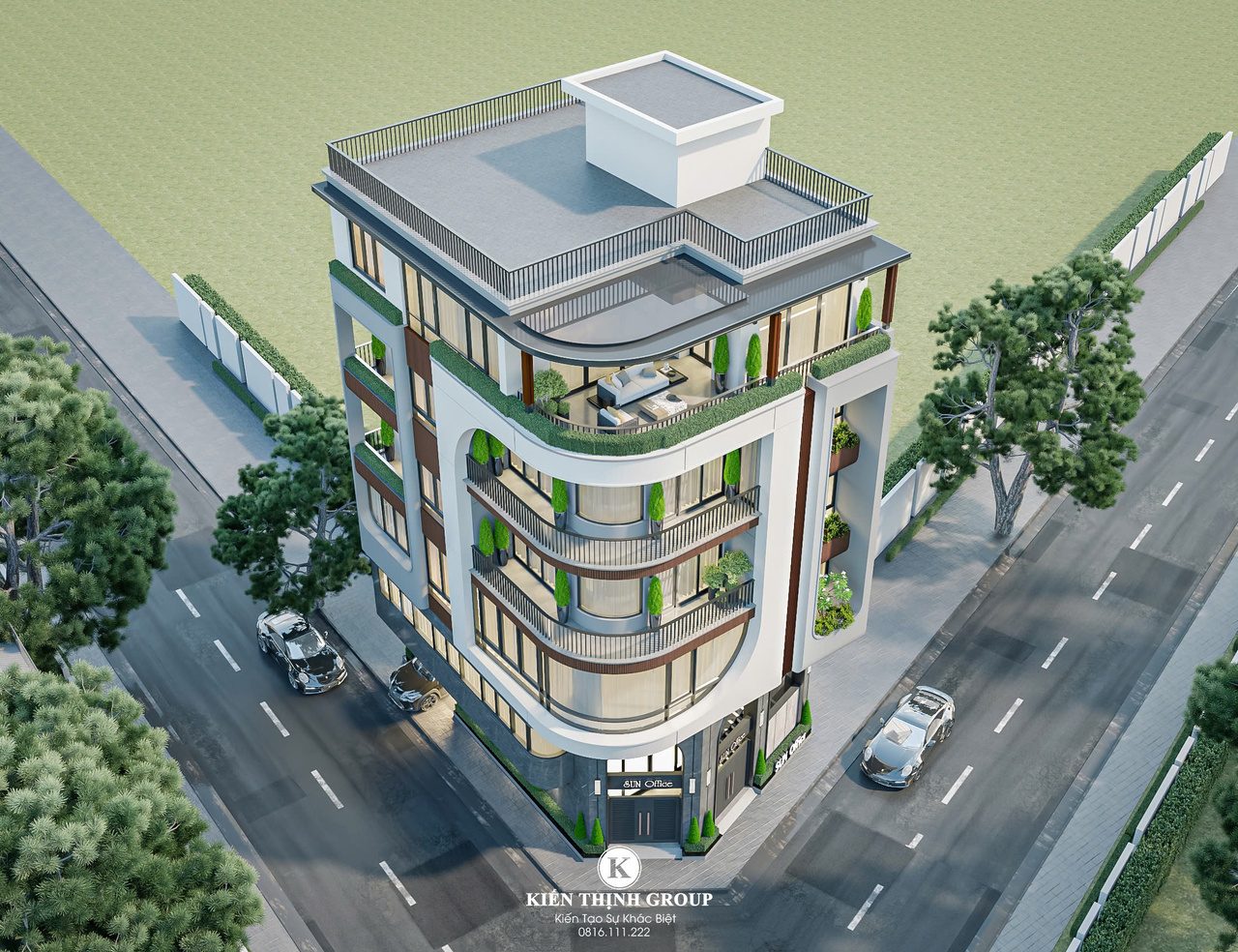 biet-thu-ket-hop-van-phong-hien-dai-bt2466-11 - Hệ mái bằng hiện đại, tối giản, phù hợp với kiến trúc tổng thể và công năng sử dụng