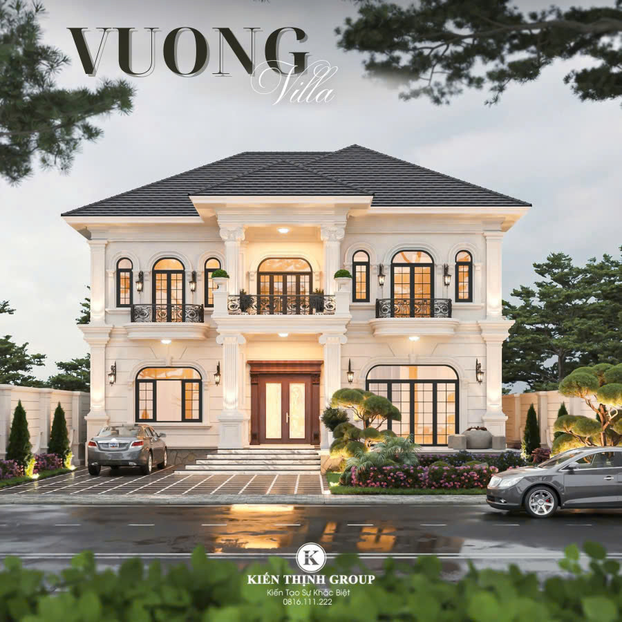 Mặt tiền biệt thự tân cổ điển mái Thái sang trọng, thanh thoát